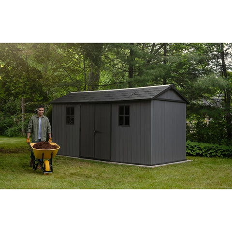 Keter Newton Plus Shed 7.5x15 (2.3 x 4.7m) Actual View In The Garden