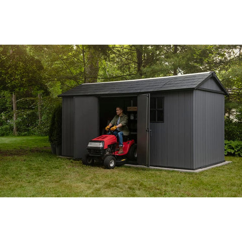 Keter Newton Plus Shed 7.5x15 (2.3 x 4.7m) Full View In The Garden