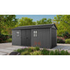 Image of Keter Newton Plus Shed 7.5x17 (2.3 x 5.4m) Double Door Full View In The Garden