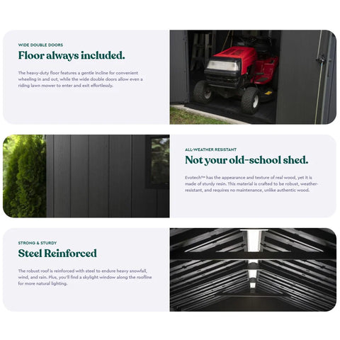 Keter Newton Plus Shed 7.5x7 (2.1m) Features With Examples