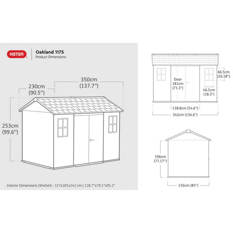 Keter Oakland Garden Shed 1175 Dimensions