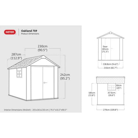 Keter Oakland Garden Shed 759 Dimensions