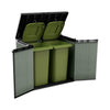 Image of Keter Store It Out Darwin 1150L Green With Trash Bins And Doors Open