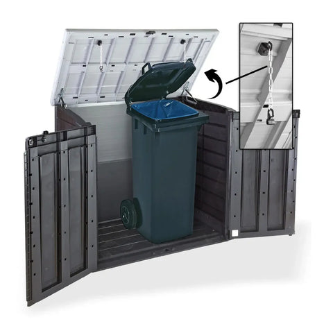 Keter Store It Out Max Shed 1200L Black/Grey With Trash Bins Full View