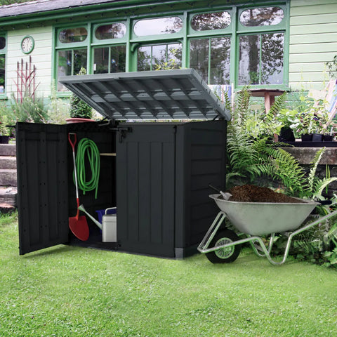 Keter Store It Out Max Shed 1200L Black/Grey With Tools In The Garden