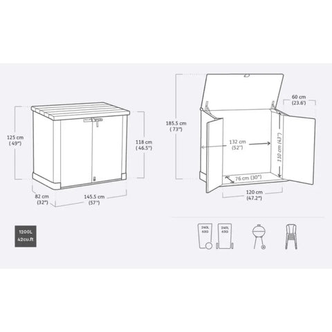Keter Store It Out Max Shed 1200L Dimensions