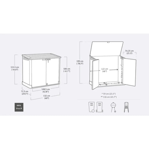 Keter Store It Out Prime Shed 880L Dimensions