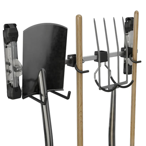 Keter Wall Mount Tool Organizer with Tools Hanging Close Up View