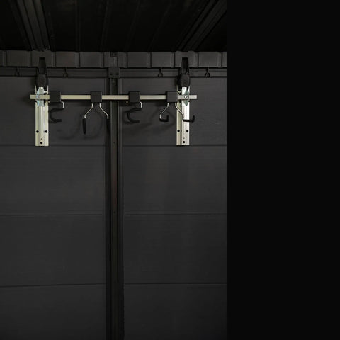 Keter Wall Mount Tool Organizer Without the Tools Hanging in Shed Full View