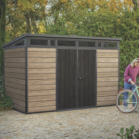 Keter Signature Pent 11x7 Shed (3.4 x 2.2m) Ashwood Actual View