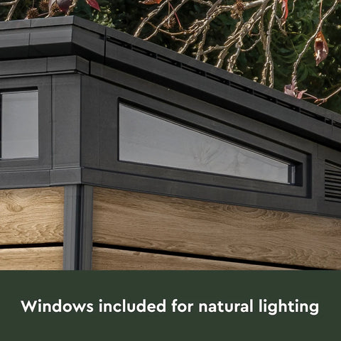 Keter Signature Pent 11x7 Shed (3.4 x 2.2m) Ashwood Window