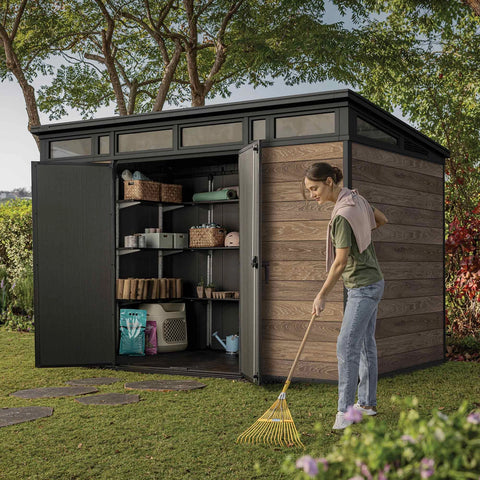 Keter Signature Pent 11x7 Shed (3.4 x 2.2m) Walnut Actual View
