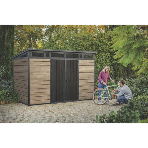 Keter Signature Pent 11x7 Shed (3.4 x 2.2m) Actual View In The Garden