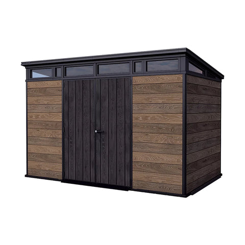 Keter Signature Pent 11x7 Shed (3.4 x 2.2m) Walnut Full View