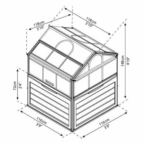 Palram Plant Inn Mini Greenhouse With Dimensions