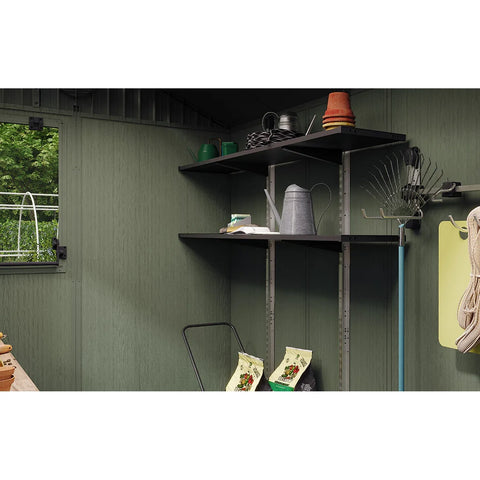 Keter Working / Potting 6x8 Shed - Green With Tools On Shelves