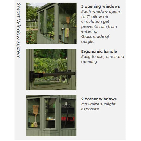 Keter Working / Potting 6x8 Shed - Green Smart Window Syetem