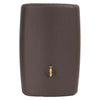 Image of Brown textured water tank with a brass tap on a white background