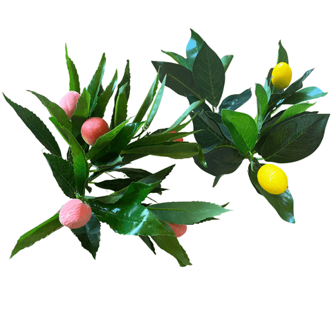 50 x Artificial Peach & Lemon Citrus Plant Stems Open Box Discount