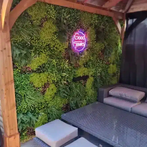 Artificial Country Fern Recycled Vertical Garden Panel on a Shed OutDoor