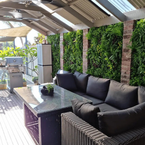 Artificial Country Fern Recycled Vertical Garden Panel Installed Outdoor