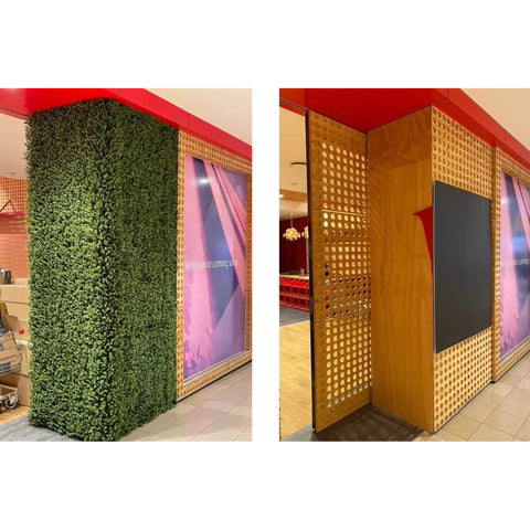 Artificial Premium Natural Buxus Panel before and after installation look
