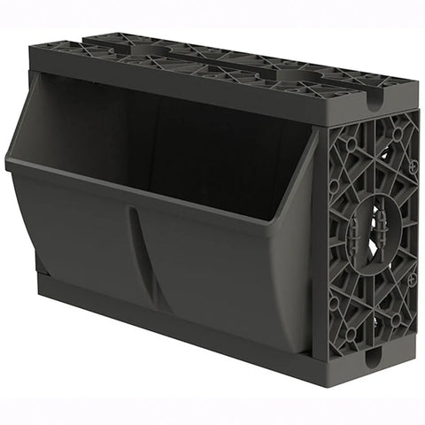 Black gro wall slim pro module with geometric design on a white background