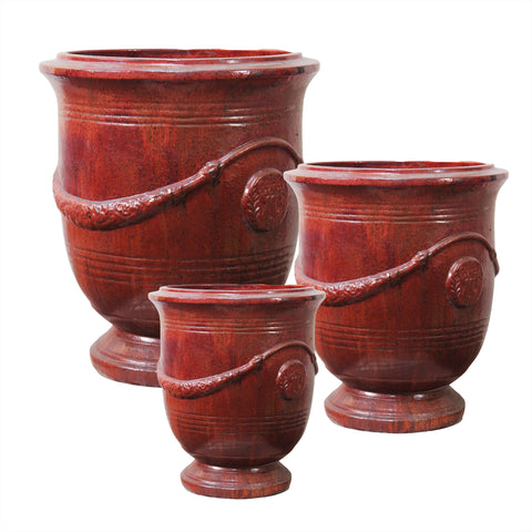 Copper French Anduze Style Glazed Urn