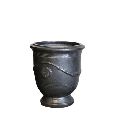 Graphite French Ceramic Glazed Urn