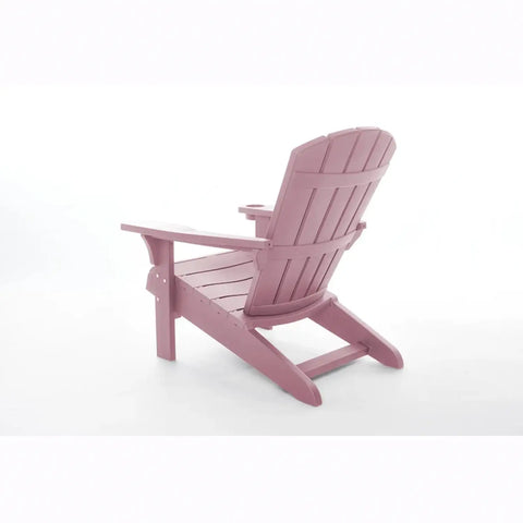 Pink Adirondack chair from behind on a white background