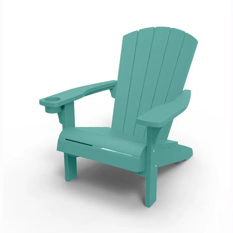 Teal Adirondack chair on a white background