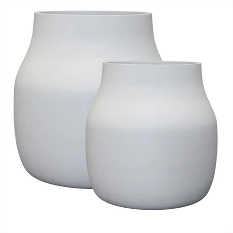Set of 2 Sizes Of White Sierra Caneco Pots