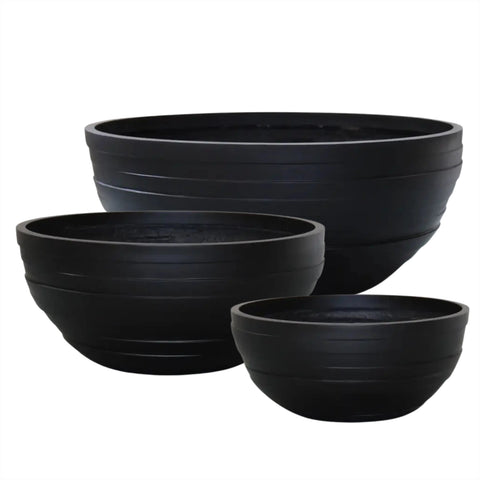 Set of 3 Sizes Black Sierra Lightweight Circulum Bowls