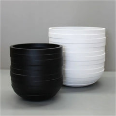 Black and White Sierra Lightweight Circulum Pot Planter Together