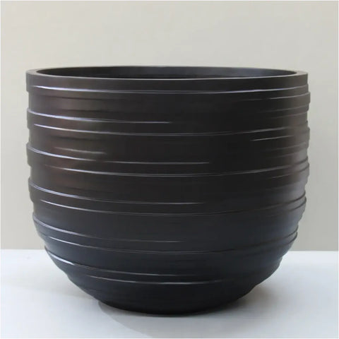 Sierra Lightweight Circulum Pot Planter Large Wide Black