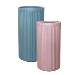 Sierra Doric Cylinder Pot Planter - Pink Salt and Winter Sky Together