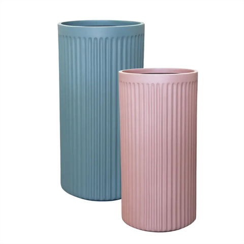 Sierra Doric Cylinder Pot Planter - Pink Salt and Winter Sky Together