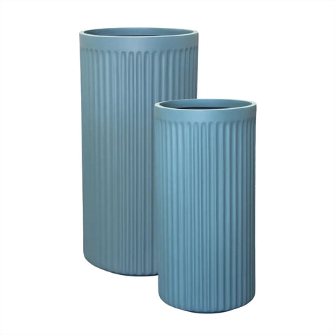 Set of 2 Sizes of Sierra Doric Cylinder Pot Planter Winter Sky