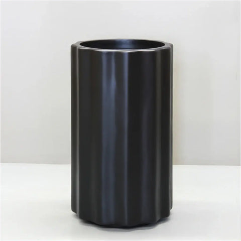 Sierra Vattra Fluted Cylinder Pot Medium Sized - Black