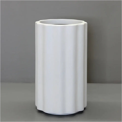 Sierra Vattra Fluted Cylinder Pot Medium Sized - White