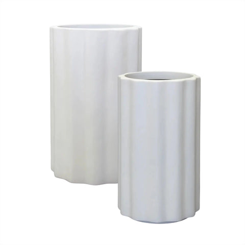 Set of 2 Sizes Sierra Vattra Fluted Cylinder Pot in White