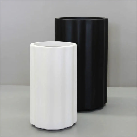 White and Black Sierra Vattra Fluted Cylinder Pot Together