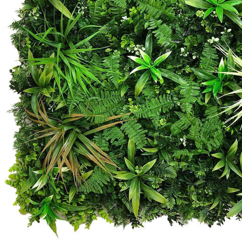 bottom left hand corner view of the Wild Tropics Artificial Vertical Garden Panel
