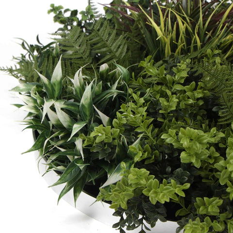 Artificial Green Wall Disc Art 60cm Green Field UV Resistant - White