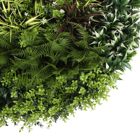 Artificial Green Wall Disc Art 90cm Green Field UV Resistant - Black