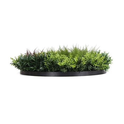 Artificial Green Wall Disc Art 90cm Green Field UV Resistant - Black