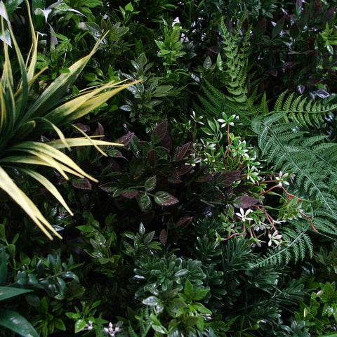 Artificial Lush Forest Panel Close up of yellow grass and purple foliage