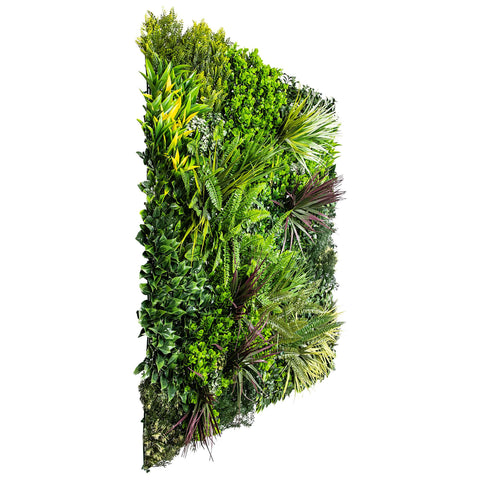 Angles Side View Of Artificial Premium Fern & Grass Vertical Garden 1m Panel UV Stabilised