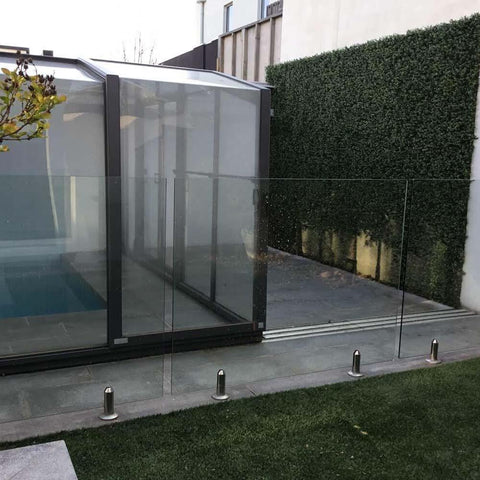 Artificial Premium Natural Buxus 1m x 1m Hedge Panel UV Stabilised Installed Near Swimming Pool