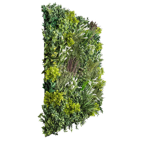 Angled Side View Of Artificial Vertical Garden of Eden 1m x 1m Bespoke UV Stabilised Panel